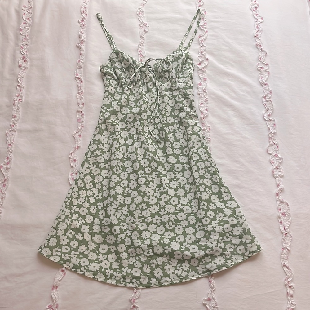 Green Flower Mini Dress